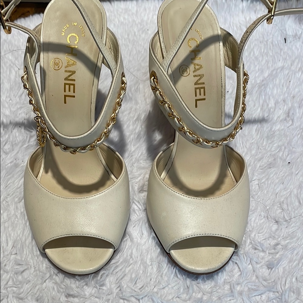 Chanel Women's White Leather Sandals